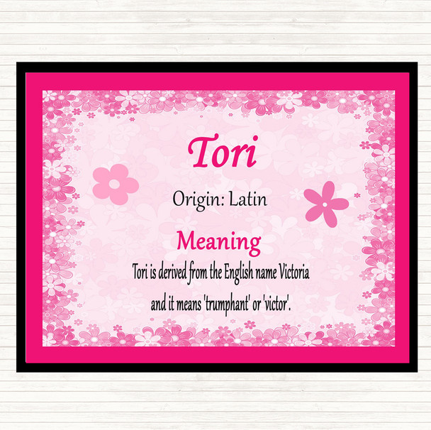 Tori Name Meaning Dinner Table Placemat Pink