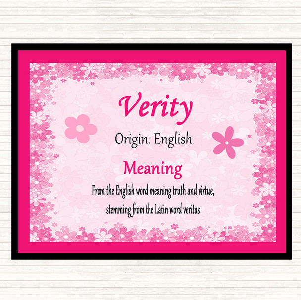 Verity Name Meaning Dinner Table Placemat Pink