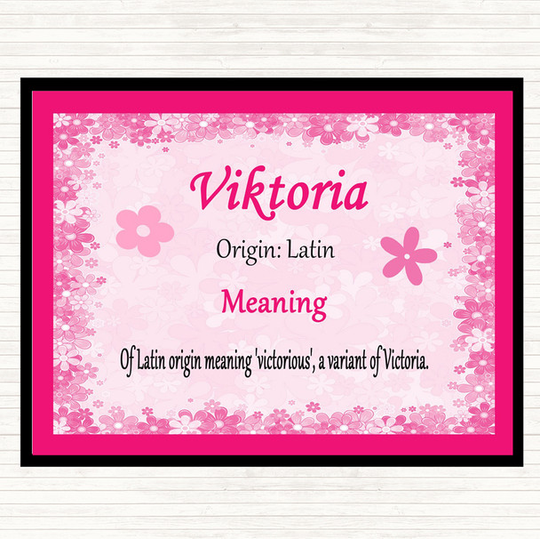 Viktoria Name Meaning Dinner Table Placemat Pink