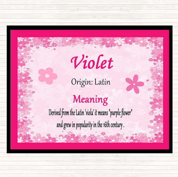 Violet Name Meaning Dinner Table Placemat Pink