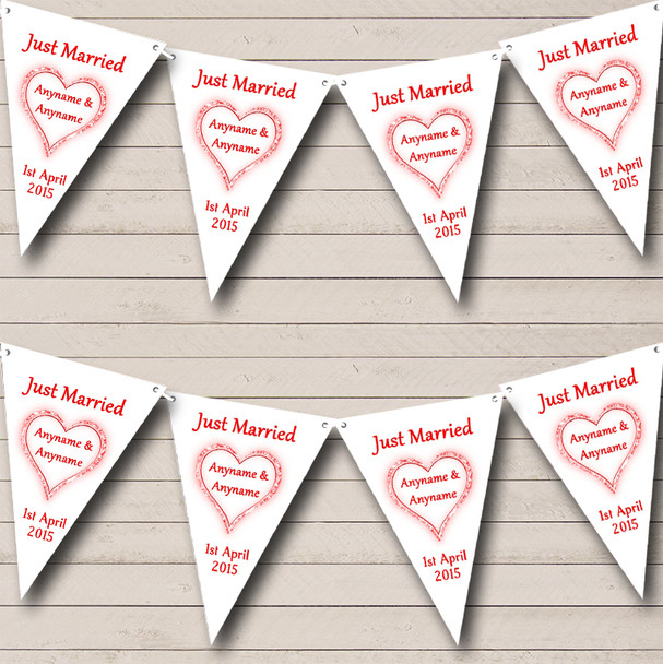 Red And White Just Married Personalised Wedding Venue or Reception Bunting