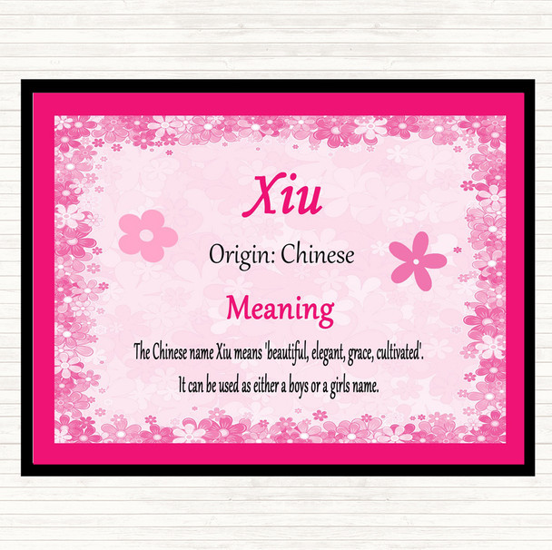 Xiu Name Meaning Dinner Table Placemat Pink