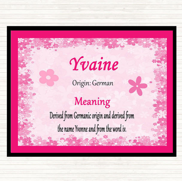 Yvaine Name Meaning Dinner Table Placemat Pink