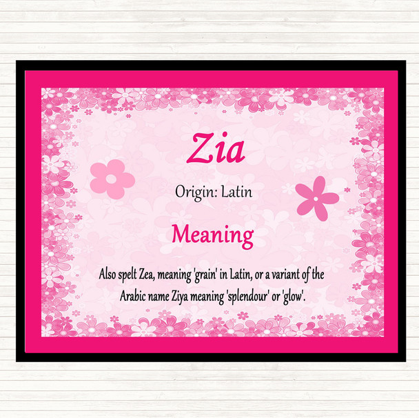 Zia Name Meaning Dinner Table Placemat Pink