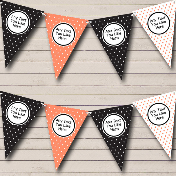 Coral And Black Polkadot Personalised Wedding Venue or Reception Bunting