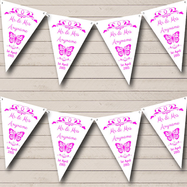 Butterfly  Hot Pink Personalised Wedding Venue or Reception Bunting