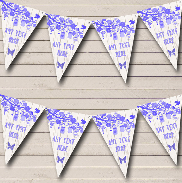 Shabby Chic Vintage Wood Powder Blue Personalised Birthday Party Bunting