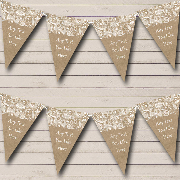 Burlap And Lace Personalised Birthday Party Bunting