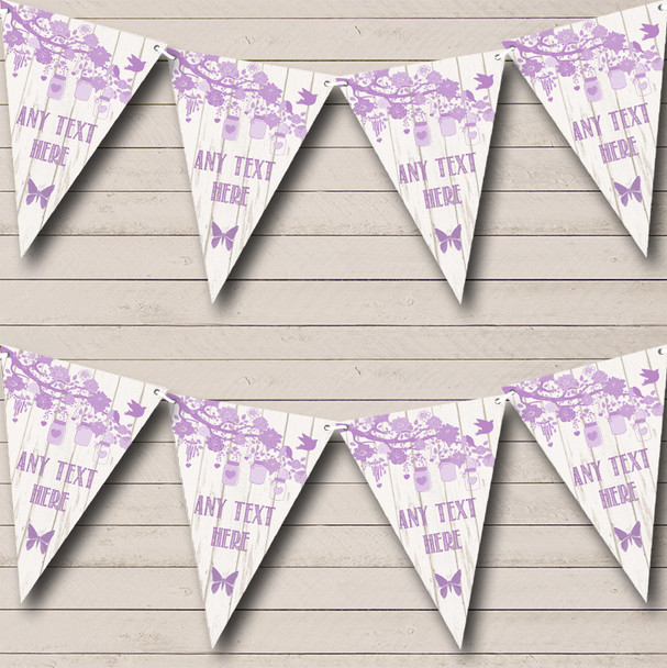 Shabby Chic Vintage Wood Lilac Personalised Christening Bunting