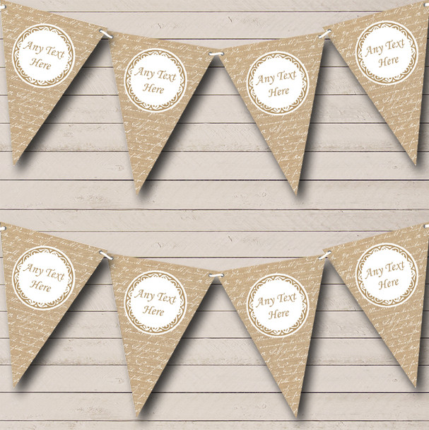 Burlap Love Script Personalised Retirement Party Bunting