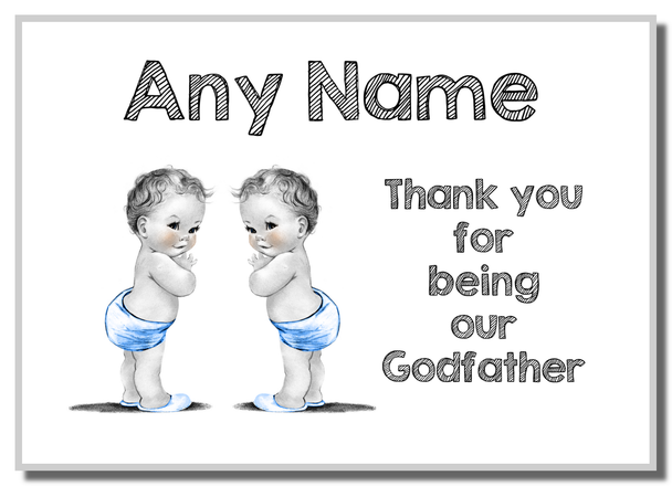 Baby Twin Boys Godfather Thank You  Personalised Printed Certificate