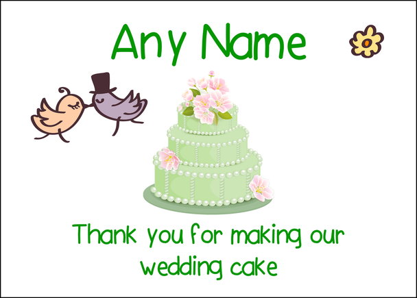 Thank You For Making Our Wedding Cake Green  Personalised Printed Certificate