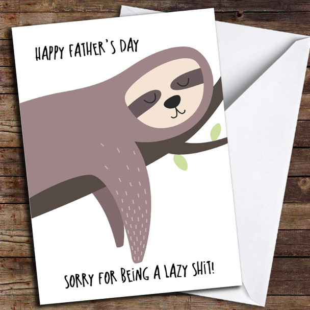 Funny Joke Lazy Sloth Personalised Father's Day Card