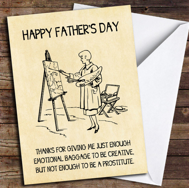 Funny Rude Emotional Baggage Joke Personalised Father's Day Card