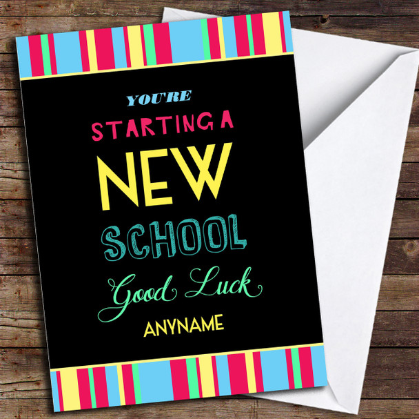 Colourful Modern New School Personalised Good Luck Card