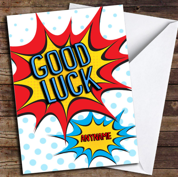 Comic Pow Personalised Good Luck Card