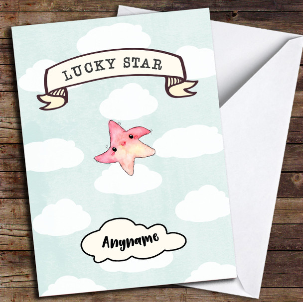 Cute Lucky Star Personalised Good Luck Card