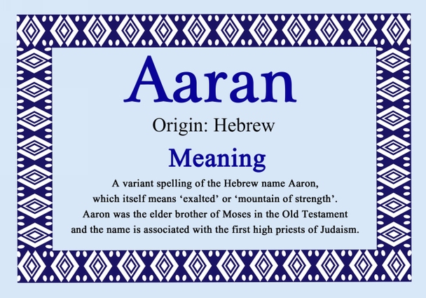 Aaran Personalised Name Meaning Certificate