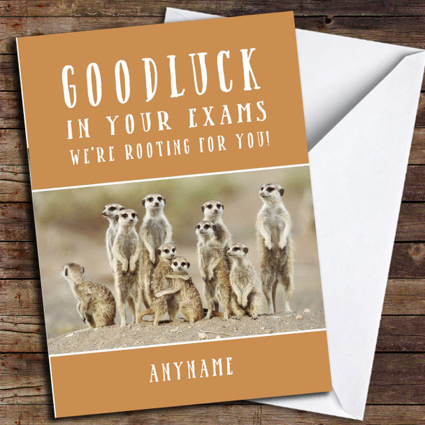 Funny Meercat Good luck Exams Personalised Good Luck Card