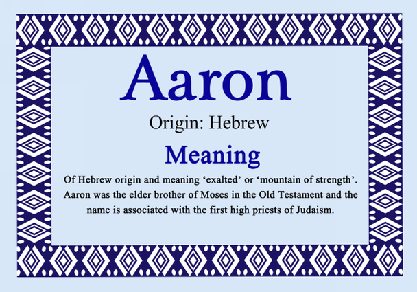 Aaron Personalised Name Meaning Certificate