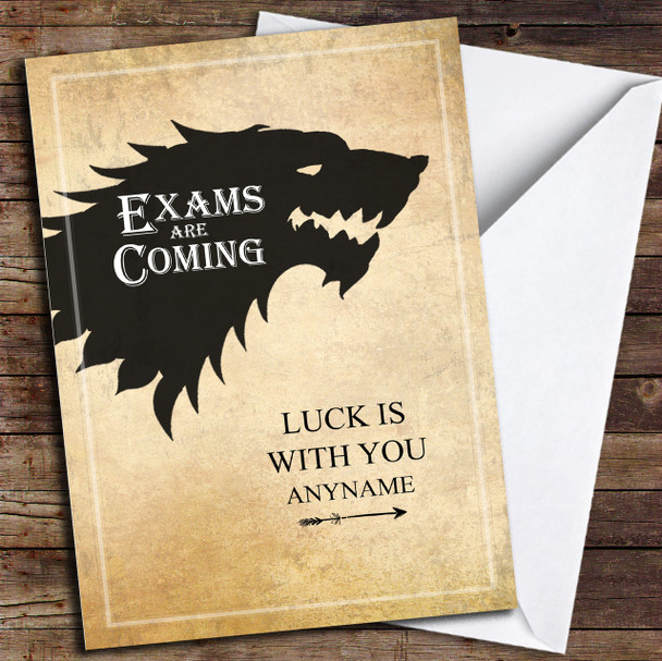 Game Of Thrones Exams Are Coming Texture Personalised Good Luck Card