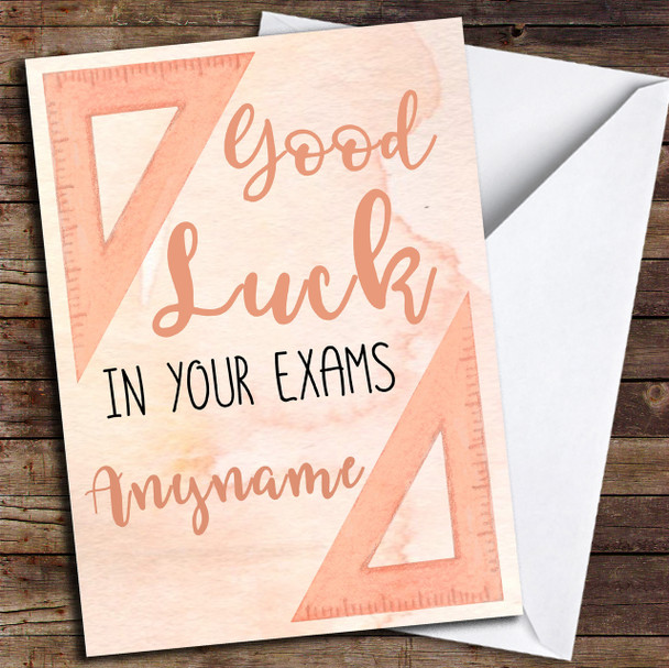 Good Luck Watercolour Triangles Exams Personalised Good Luck Card