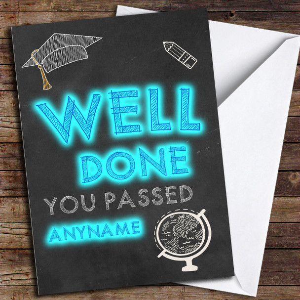 Neon Chalk Well Done Exams Personalised Good Luck Card