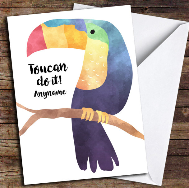 Toucan Do It Watercolour Personalised Good Luck Card