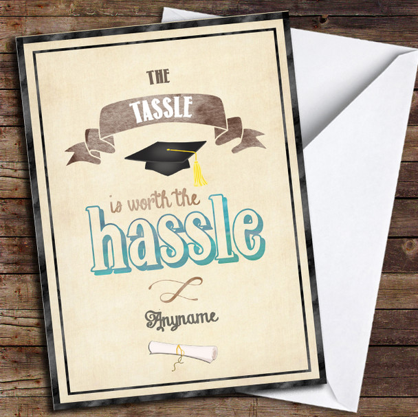 Tassle Hassle Vintage Personalised Graduation Card