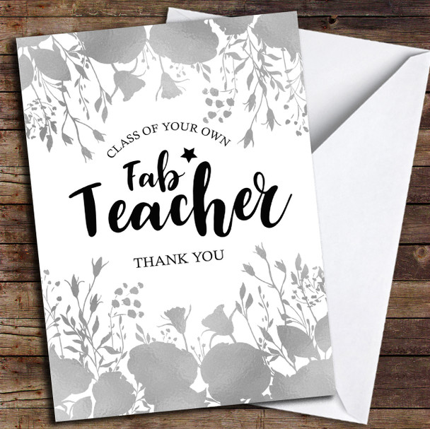 Floral Fab Teacher Personalised Thank You Card