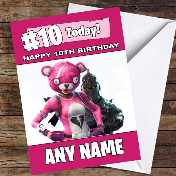 Girls Cuddle Leader Black Knight Fortnite Personalised Children's Birthday Card