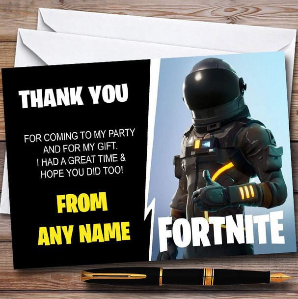 Fortnite Dark Voyager Personalised Children's Birthday Party Thank You Cards