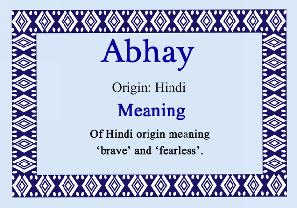 Abhay Personalised Name Meaning Certificate