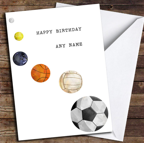 Sports Balls Personalised Birthday Card