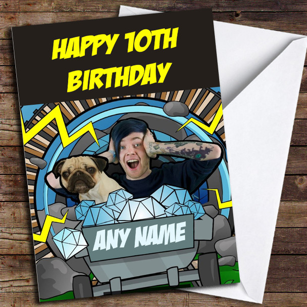 Dan TDM And Pug Personalised Birthday Card