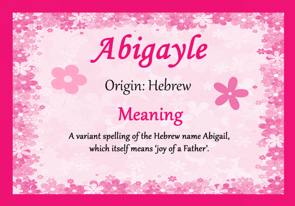 Abigayle Personalised Name Meaning Certificate
