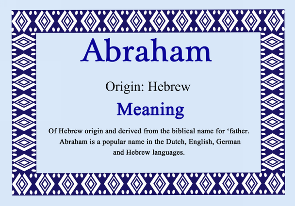 Abraham Personalised Name Meaning Certificate