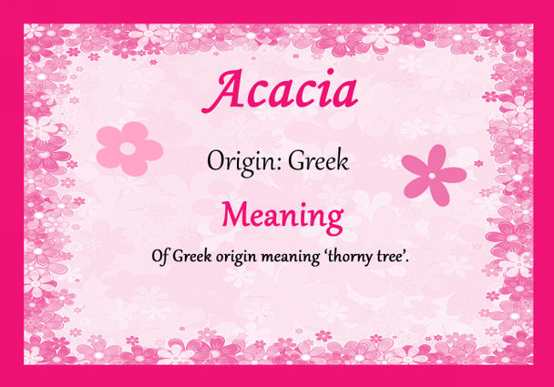 Acacia Personalised Name Meaning Certificate