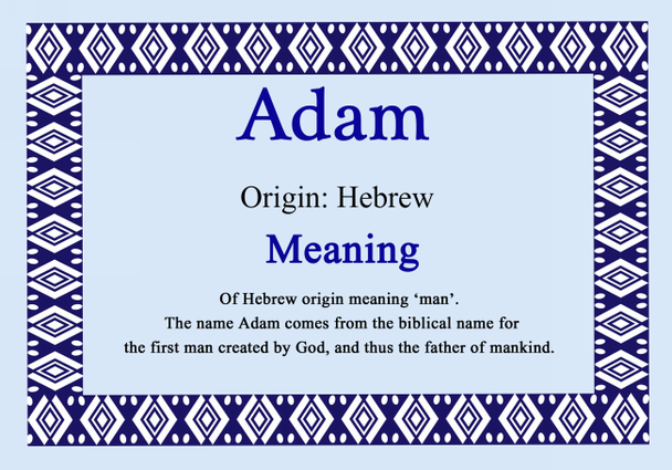 Adam Personalised Name Meaning Certificate