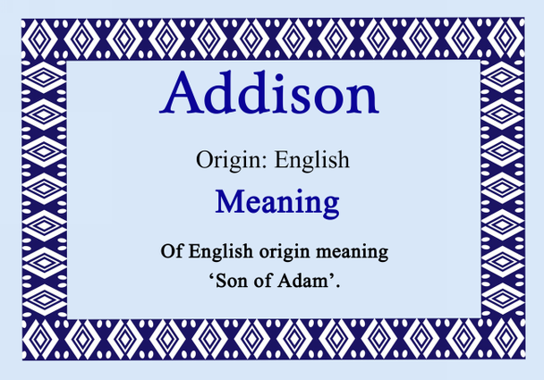 Addison Personalised Name Meaning Certificate