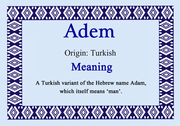 Adem Personalised Name Meaning Certificate