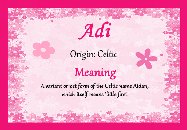 Adi Personalised Name Meaning Certificate