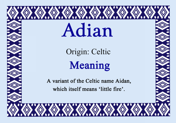 Adian Personalised Name Meaning Certificate