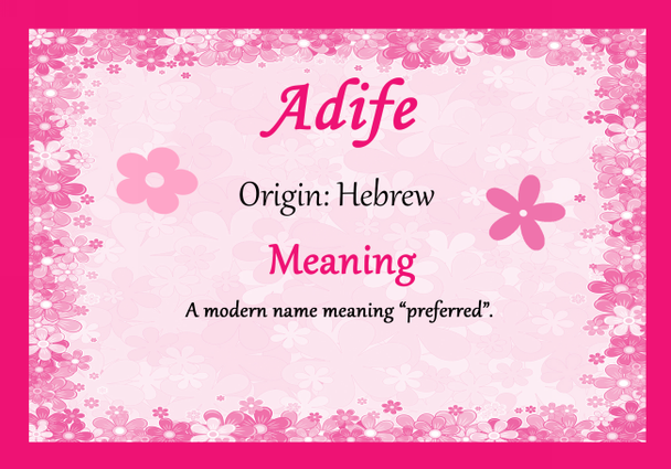 Adife Personalised Name Meaning Certificate