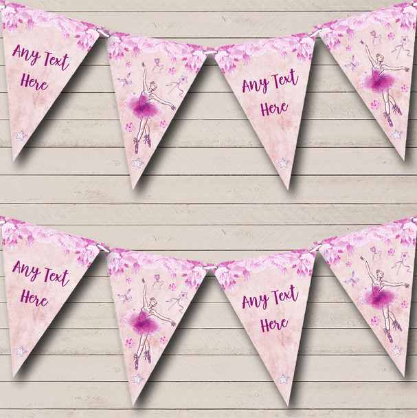 Ballerina Ballet Watercolour Pink Personalised Baby Shower Bunting