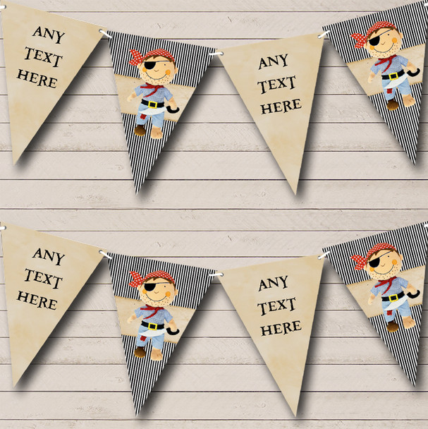 Black & White Striped Pirate Personalised Childrens Party Bunting