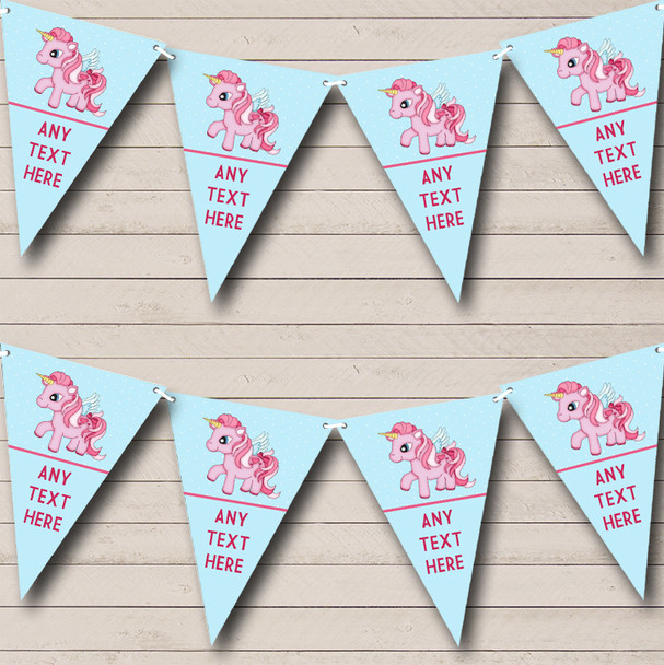 Blue & Pink Unicorn Personalised Baby Shower Bunting