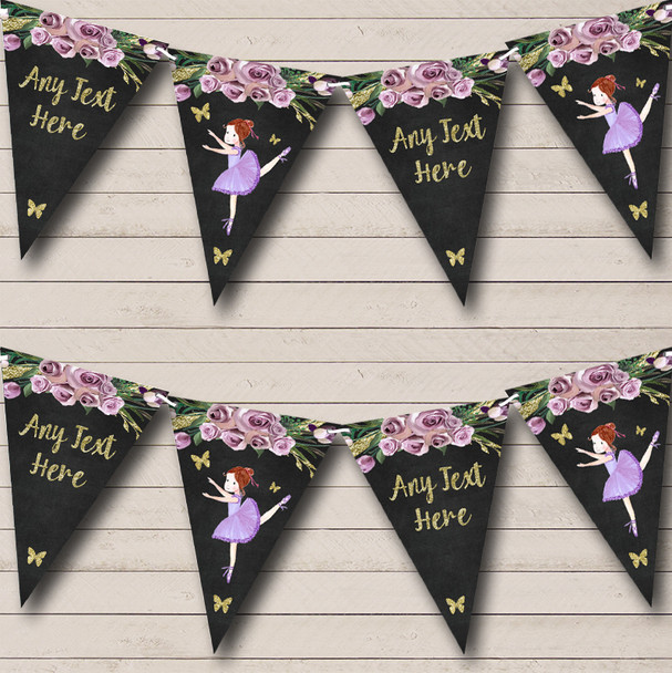 Chalk & Gold Ballerina Ballet Personalised Childrens Party Bunting