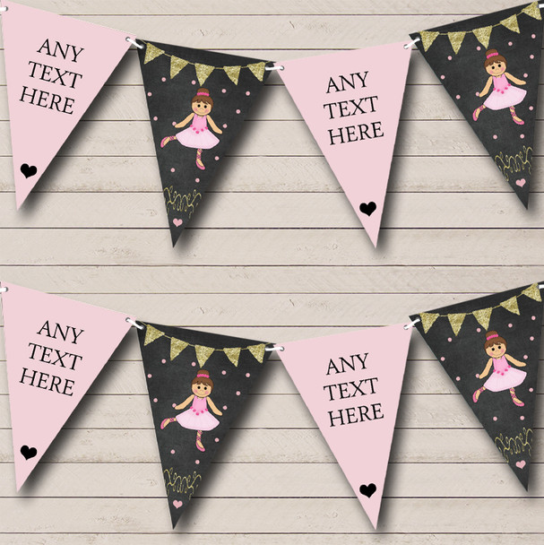 Chalk Gold Girls Ballerina Ballet Personalised Childrens Party Bunting