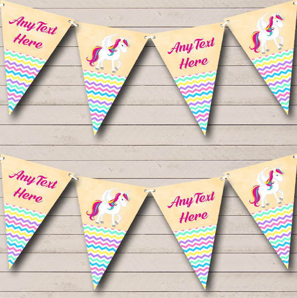 Colourful Chevrons Unicorn Personalised Childrens Party Bunting